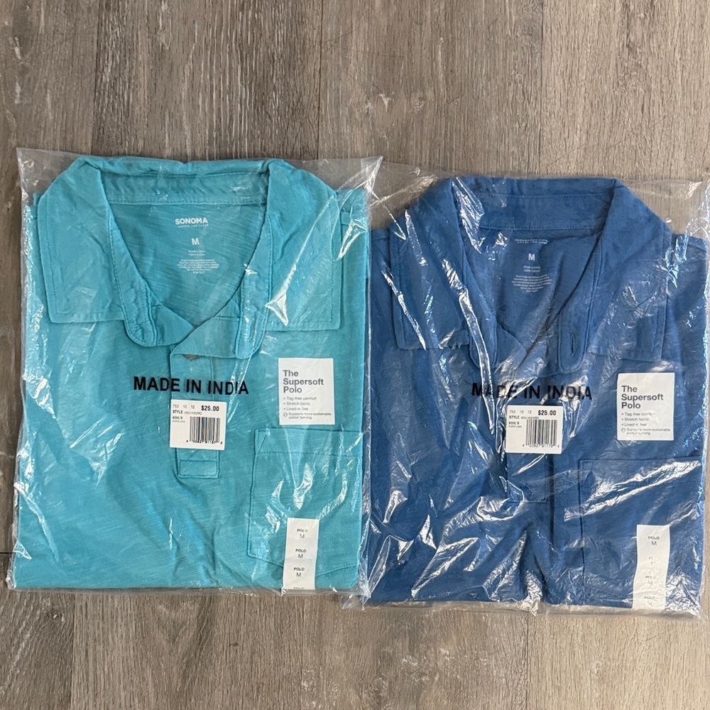 Sonoma Men's Teal and Blue Polo Shirts